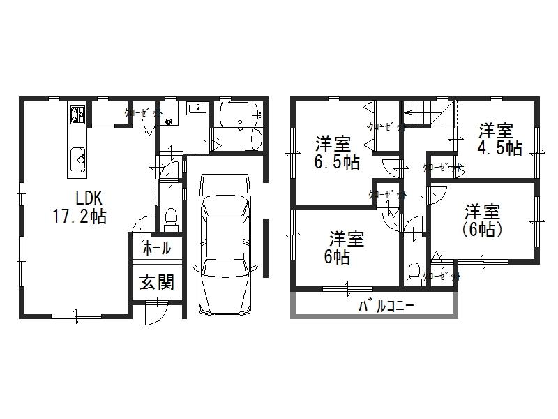 Floor plan. 34,800,000 yen, 4LDK, Land area 75.48 sq m , It is a building area of ​​90 sq m reference plan view. It will be built in your favorite floor plan in a free design. Also, 3-story is also possible to building.