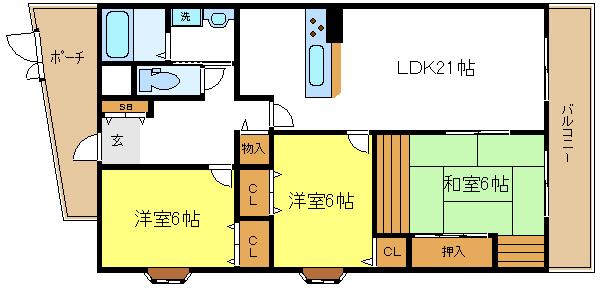 Floor plan. 3LDK, Price 17.8 million yen, Occupied area 77.17 sq m , Balcony area 9.42 sq m counter kitchen ・ Each room there housed