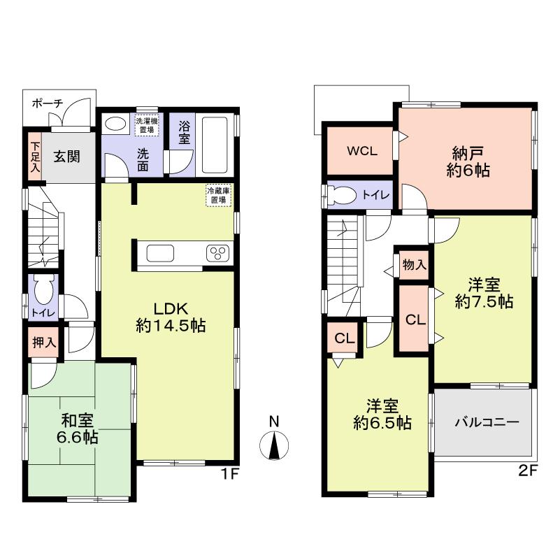 Floor plan. 32,800,000 yen, 3LDK + S (storeroom), Land area 106.49 sq m , Building area 95.58 sq m