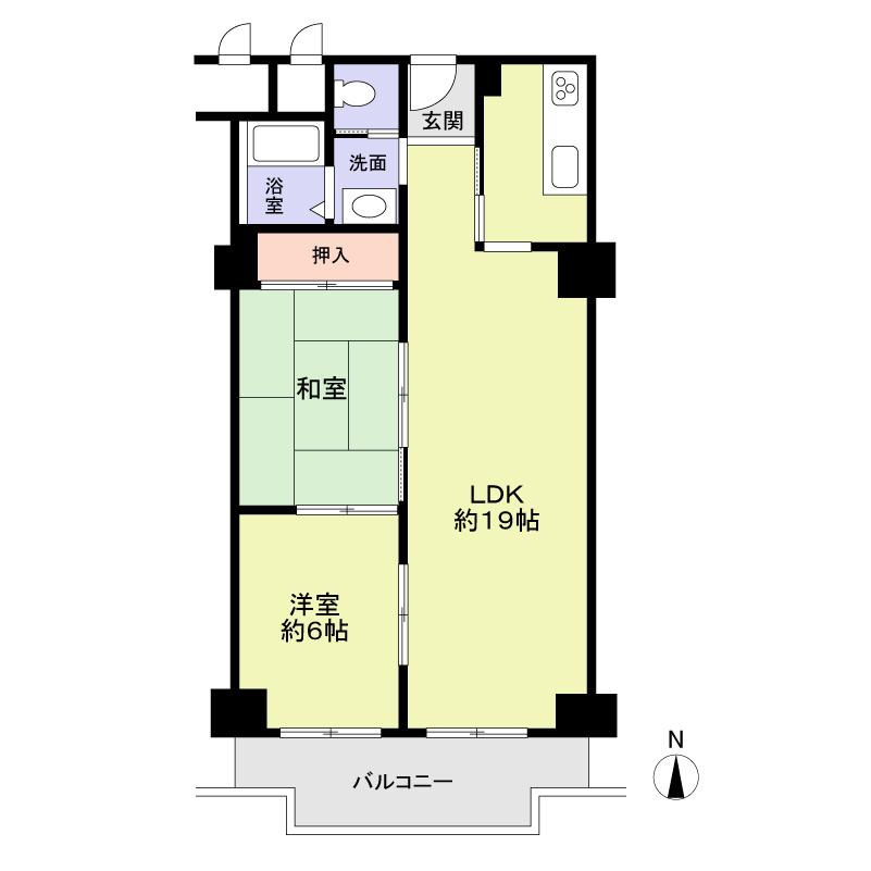 Floor plan. 2LDK, Price 12.5 million yen, Occupied area 57.94 sq m , Balcony area 7.42 sq m