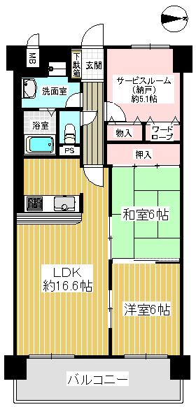 Floor plan. 2LDK + S (storeroom), Price 13.8 million yen, Occupied area 72.95 sq m , Balcony area 10.08 sq m