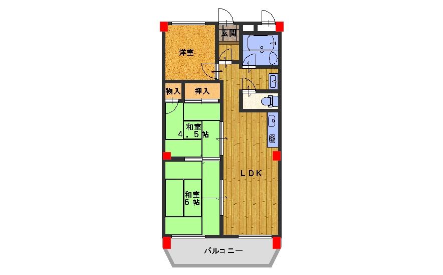 Floor plan. 3LDK, Price 8.8 million yen, Footprint 53.3 sq m , Balcony area 6.58 sq m