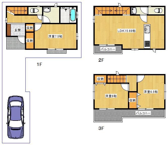 Floor plan. (No. 1 point), Price 31,800,000 yen, 3LDK, Land area 79.73 sq m , Building area 91.59 sq m