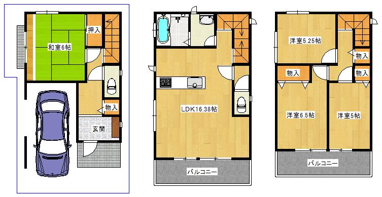 Floor plan. (No. 2 locations), Price 34,800,000 yen, 4LDK, Land area 65.91 sq m , Building area 100.6 sq m