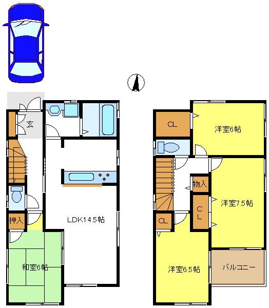 Floor plan. (No. 3 locations), Price 32,800,000 yen, 4LDK, Land area 106.49 sq m , Building area 95.58 sq m