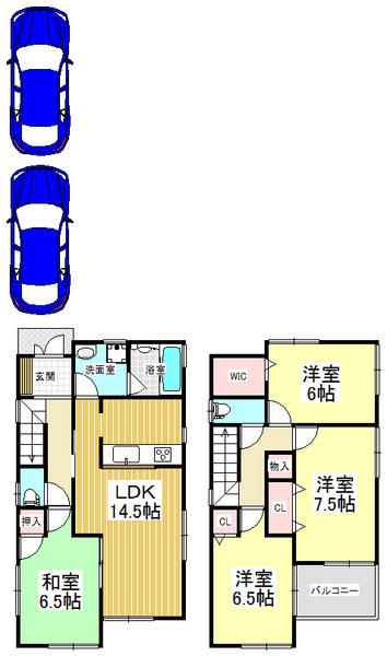 Floor plan. 32,800,000 yen, 4LDK, Land area 106.49 sq m , Building area 95.58 sq m all room 6 tatami mats or more, There is storage space