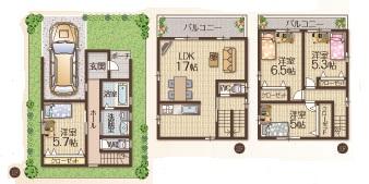 Other. 3-storey plan, Ken'nobe area: 98.42 square meters
