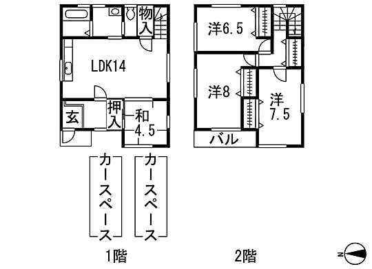 Building plan example (floor plan). Building plan example (No. 4 place plan example) 4LDK, Land price 10,980,000 yen, Land area 123.93 sq m , Building price 15,902,000 yen, Building area 95.58 sq m