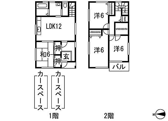 Building plan example (floor plan). Building plan example (No. 7 land plan example) 4LDK, Land price 10,980,000 yen, Land area 123.91 sq m , Building price 15,498,000 yen, Building area 93.15 sq m