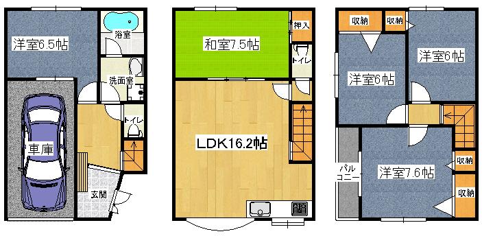 Floor plan. 17.8 million yen, 5LDK, Land area 49.48 sq m , Building area 125.22 sq m 5LDK + shutter garage
