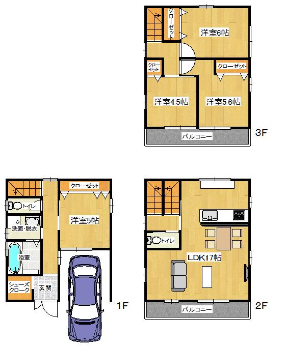 Floor plan. 28.8 million yen, 4LDK, Land area 57.03 sq m , Building area 94.77 sq m