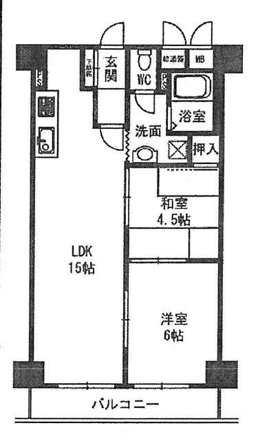 Floor plan. 2LDK, Price 9.8 million yen, Footprint 51.3 sq m , Balcony area 6.48 sq m