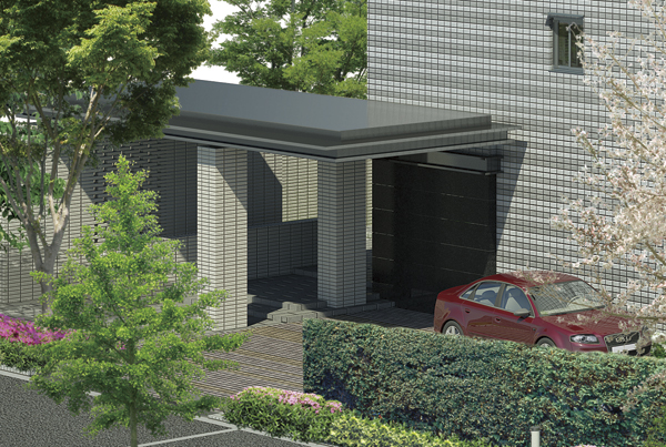 Features of the building.  [Porte-cochere] The entrance approach, Driveway that can get in and out of the car without getting wet on a rainy day we are disposed (Rendering)