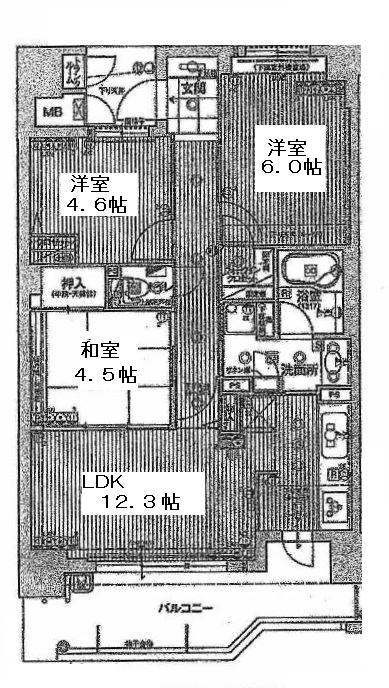Floor plan. 3LDK, Price 19,800,000 yen, Occupied area 63.51 sq m , Balcony area 11.88 sq m 3LDK