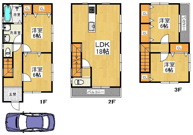 Floor plan. 22,800,000 yen, 4LDK, Land area 65.6 sq m , Building area 101.65 sq m