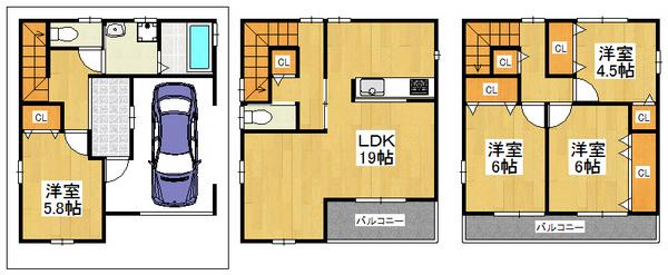 Floor plan. 36,800,000 yen, 4LDK, Land area 56.18 sq m , Building area 102.87 sq m