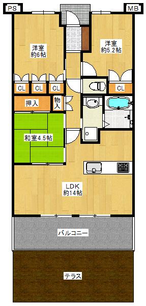 Floor plan. 3LDK, Price 22.6 million yen, Occupied area 66.22 sq m