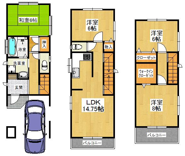 Floor plan. 32,800,000 yen, 4LDK, Land area 71.29 sq m , Building area 102.05 sq m