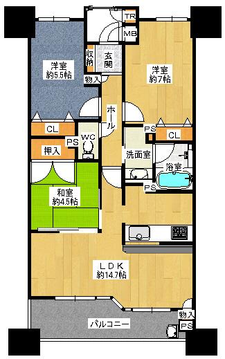 Floor plan. 3LDK, Price 25,800,000 yen, Occupied area 68.55 sq m , Balcony area 7.06 sq m
