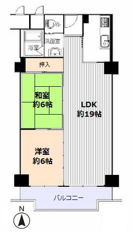 Floor plan. 2LDK, Price 12.5 million yen, Occupied area 57.94 sq m , Balcony area 7.42 sq m 2LDK. Renovated.
