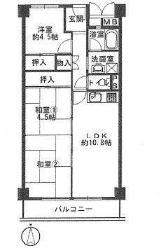 Floor plan. 3LDK, Price 10.8 million yen, Occupied area 59.98 sq m , Balcony area 6.96 sq m