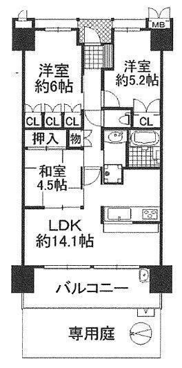 Floor plan. 3LDK, Price 22 million yen, Occupied area 66.22 sq m , Balcony area 11.97 sq m