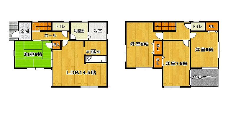 Floor plan. Price 26,800,000 yen, 4LDK, Land area 90.53 sq m , Building area 94.77 sq m