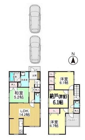 Floor plan. 31,800,000 yen, 4LDK, Land area 98.63 sq m , Building area 93.14 sq m 4LDK, Parking two possible (column)