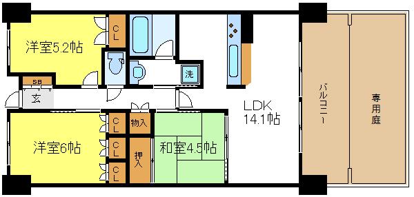 Floor plan. 3LDK, Price 22.6 million yen, Occupied area 66.22 sq m , There are also large storage on the balcony area 11.97 sq m each room storage and corridor part