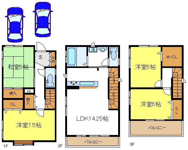Floor plan. (B Building), Price 31,300,000 yen, 4LDK, Land area 94.53 sq m , Building area 100.6 sq m