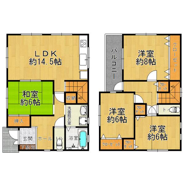 Floor plan. 28.8 million yen, 4LDK, Land area 133.95 sq m , Building area 103.68 sq m