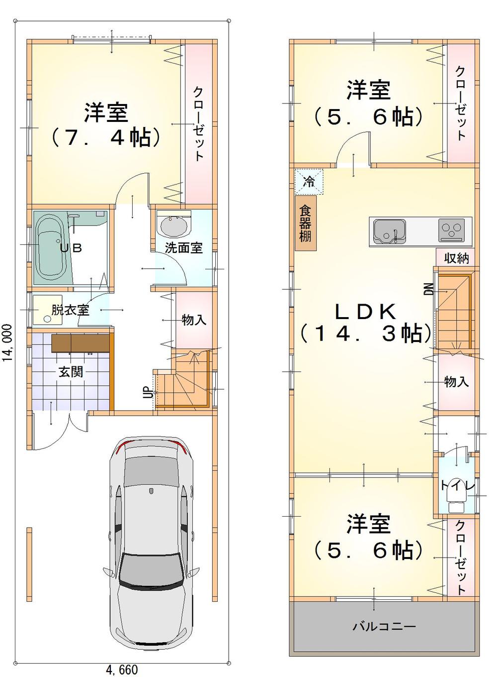 Building plan example (floor plan). Building plan example Building price 10.6 million yen (2-story) Building area of ​​approximately 82.02 sq m