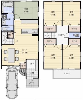 Floor plan. (A No. land), Price 31,800,000 yen, 5LDK, Land area 101.91 sq m , Building area 108.13 sq m