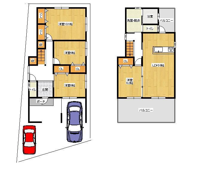 Floor plan. 36,800,000 yen, 4LDK, Land area 132.58 sq m , Building area 65.79 sq m Floor