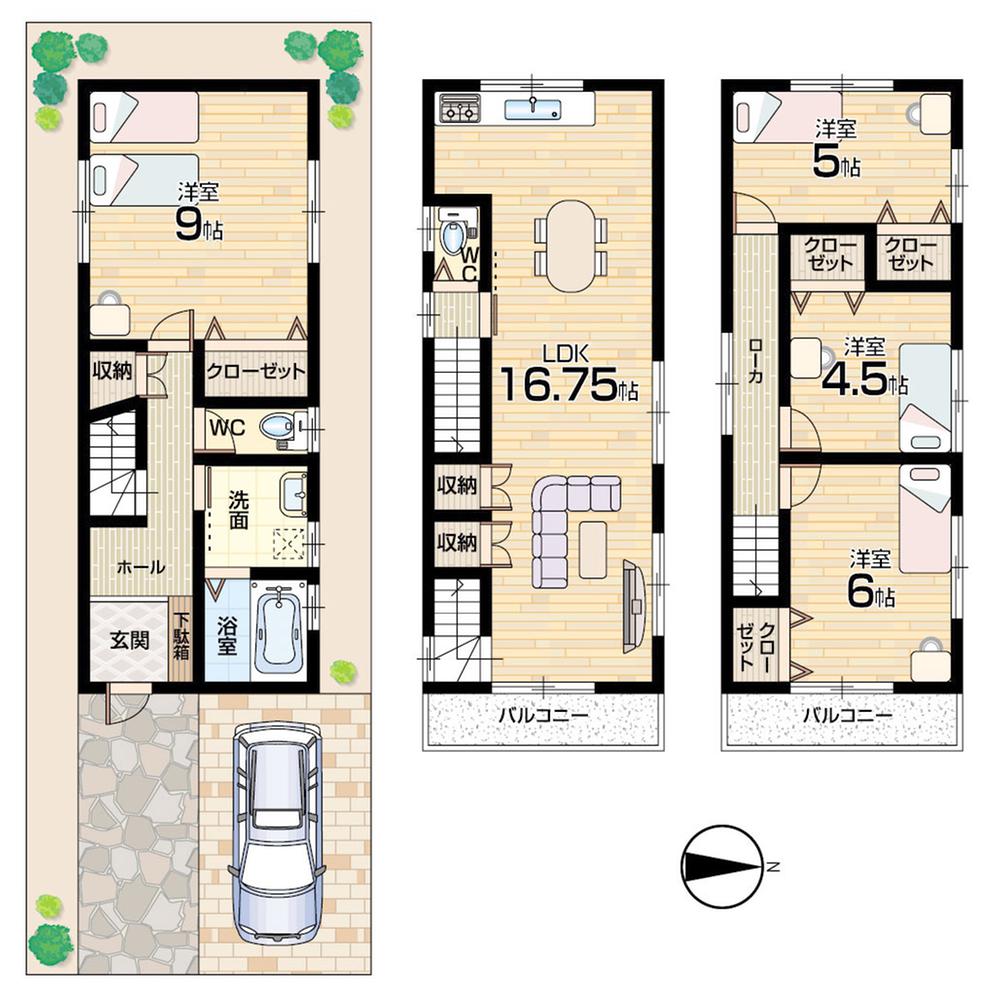 Floor plan. (A No. land), Price 32,800,000 yen, 4LDK, Land area 71.35 sq m , Building area 104.34 sq m