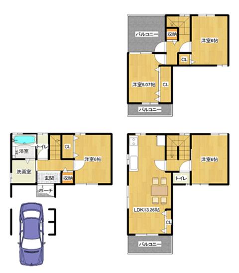 Floor plan. 29,800,000 yen, 4LDK, Land area 62.76 sq m , Since the building area 95.86 sq m Mato drawings is a schematic view, Local property is the preferred