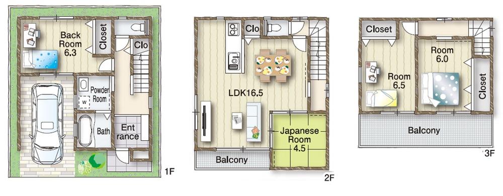 Floor plan. Price 21,800,000 yen, 4LDK, Land area 53.05 sq m , Building area 71.42 sq m