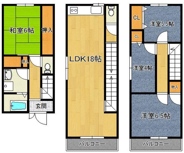 Floor plan. 20.8 million yen, 4LDK, Land area 58.47 sq m , Spacious living space in the building area 95.2 sq m whole room with storage space