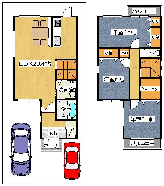 Floor plan. 31,800,000 yen, 3LDK, Land area 106.8 sq m , Building area 99.78 sq m 2014 April scheduled to be completed