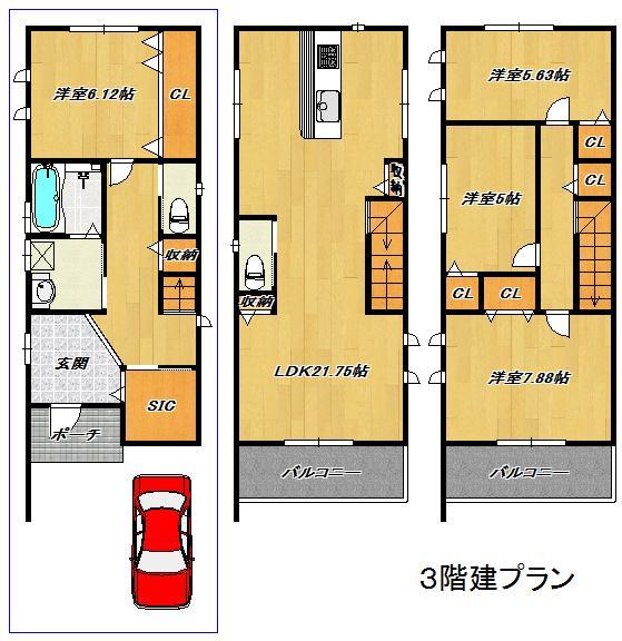 Floor plan. 23.8 million yen, 4LDK, Land area 75 sq m , Building area 120 sq m building possible architecture to 120 sq m! !