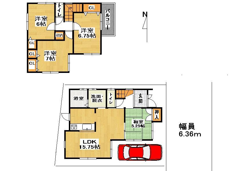 Floor plan. 29,800,000 yen, 4LDK, Land area 88.64 sq m , Introducing the building area 91.93 sq m popular Shariji ・ Neat limited 1 building front road 6.3m.