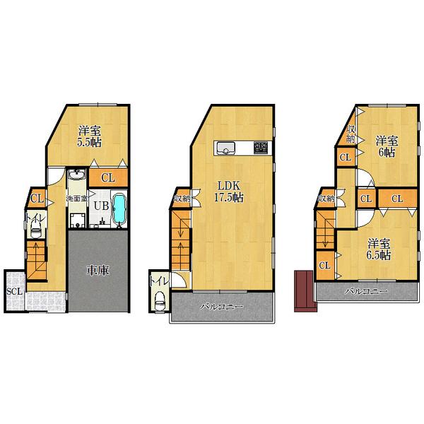 Floor plan. 23.8 million yen, 3LDK, Land area 54.97 sq m , Building area 102.19 sq m