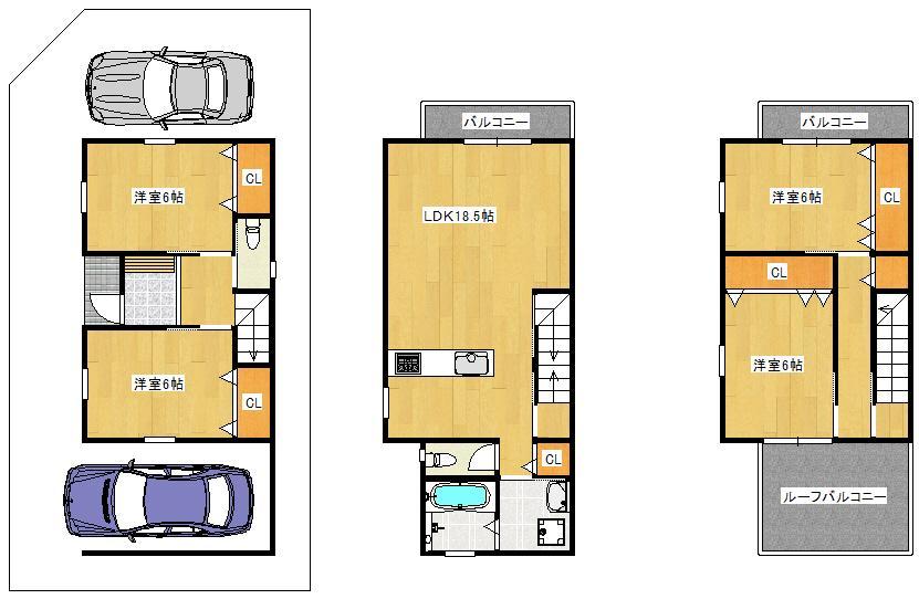 Floor plan. SUNNY HOME TOWN alley 2-chome Imposing debut