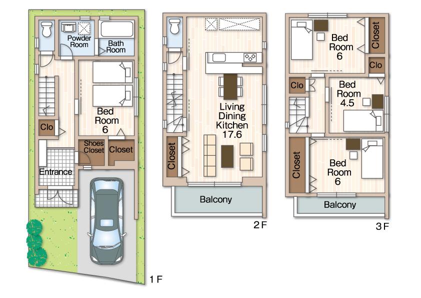 Floor plan. 29,800,000 yen, 4LDK + S (storeroom), Land area 60.97 sq m , Building area 103.54 sq m 4LDK + shoes closet