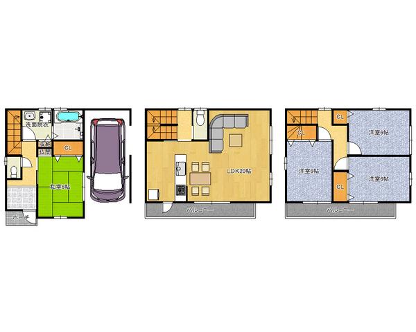 Floor plan. 34,800,000 yen, 4LDK, Land area 61.83 sq m , Building area 118.4 sq m