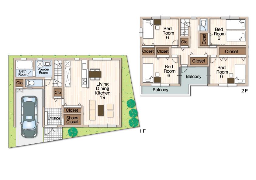 Floor plan. (No. 1 place (I)), Price 34,800,000 yen, 4LDK+S, Land area 90.12 sq m , Building area 110.16 sq m