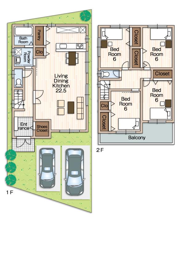 Floor plan. (No. 4 place (I)), Price 35,800,000 yen, 4LDK+S, Land area 107.97 sq m , Building area 112.55 sq m
