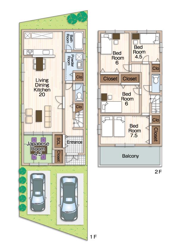 Floor plan. (No. 3 place (I)), Price 36,800,000 yen, 5LDK, Land area 108.57 sq m , Building area 115.02 sq m