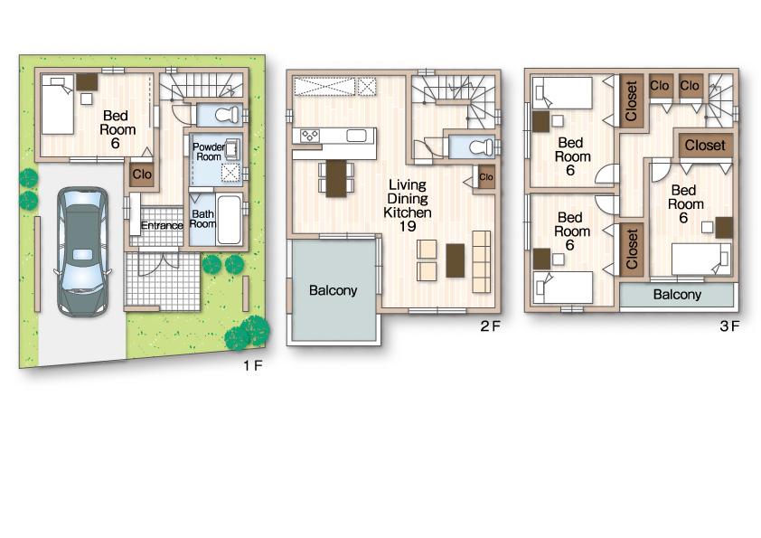 Floor plan. (No. 3 land (II)), Price 29,800,000 yen, 4LDK, Land area 69.68 sq m , Building area 108.14 sq m