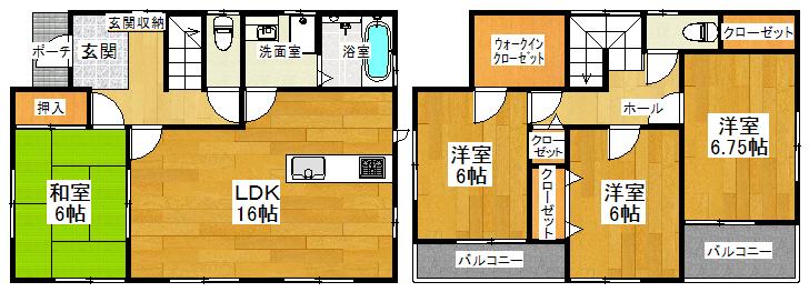 Floor plan. 30,800,000 yen, 4LDK, Land area 101.19 sq m , Building area 103.92 sq m LDK16 Pledge ・ All room 6 quires more